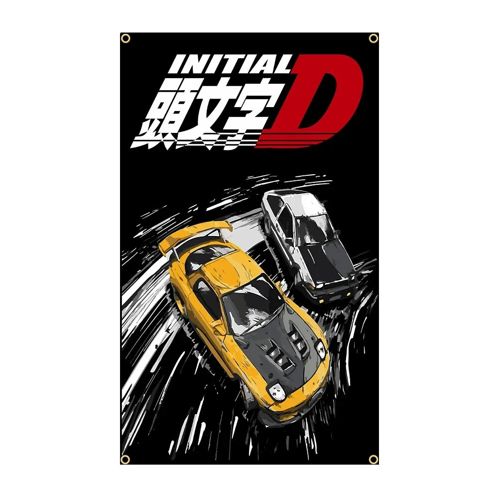 90 X150Cm 3X5Ft Initial D Flag Polyester Digital Printing JDM Car Banner for Decor