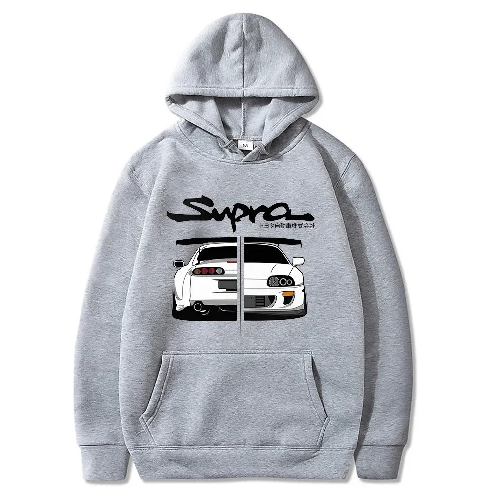 Initial D Supra Hoodies for Men and Women, Manga Print Loose Casual Sweatshirt, Long Sleeve, Japanese Style, Spring Autumn S-3Xl