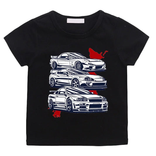 Cartoon Japan Anime Initial D Tshirt Kids Car Print Casual for Children Unisex Fashion T-Shirts for Girls Boys Graphic Tee