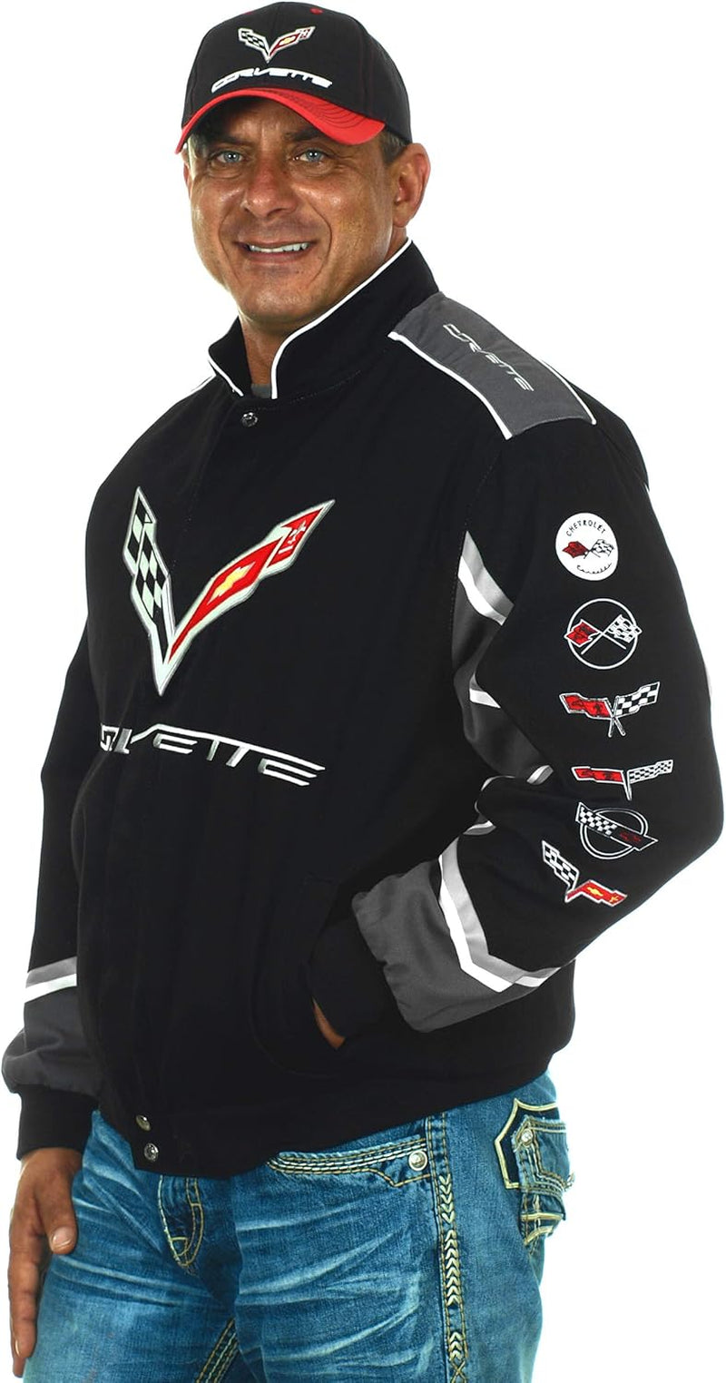 Men'S Chevy Corvette C7 Embroidered Cotton Twill Jacket