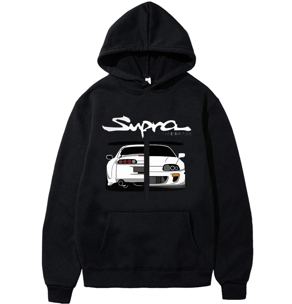 Initial D Supra Hoodies for Men and Women, Manga Print Loose Casual Sweatshirt, Long Sleeve, Japanese Style, Spring Autumn S-3Xl