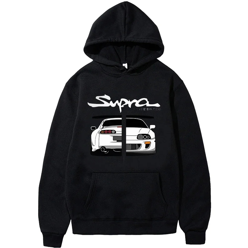 Initial D Supra Hoodies for Men and Women, Manga Print Loose Casual Sweatshirt, Long Sleeve, Japanese Style, Spring Autumn S-3Xl