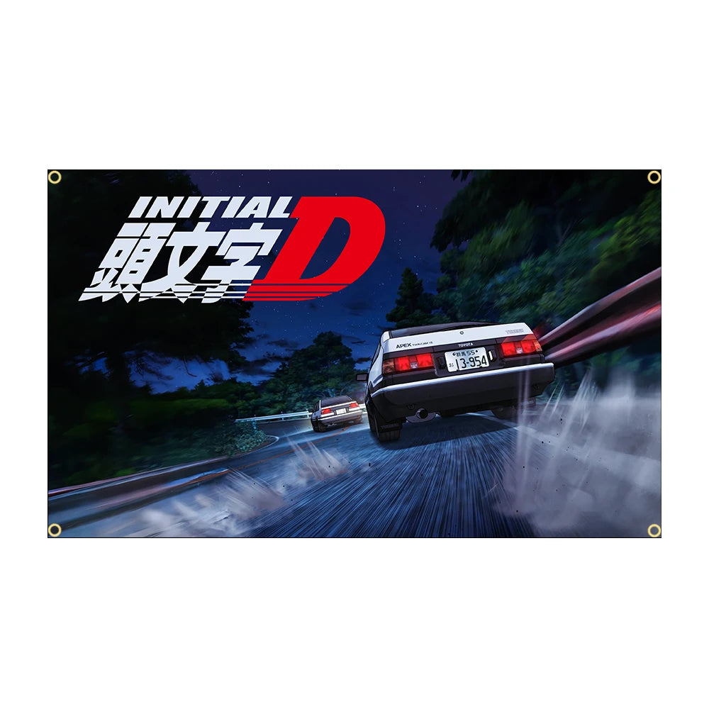 90 X150Cm 3X5Ft Initial D Flag Polyester Digital Printing JDM Car Banner for Decor