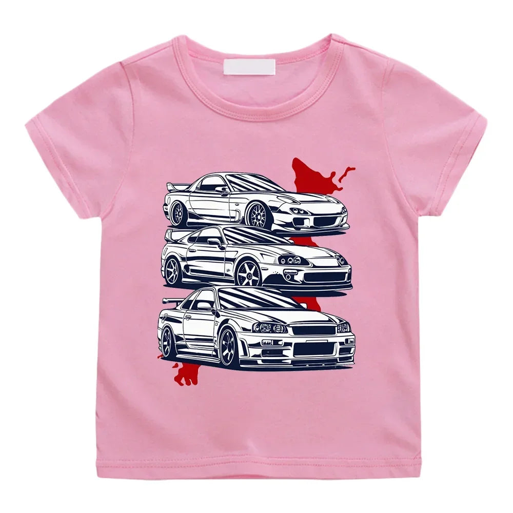 Cartoon Japan Anime Initial D Tshirt Kids Car Print Casual for Children Unisex Fashion T-Shirts for Girls Boys Graphic Tee