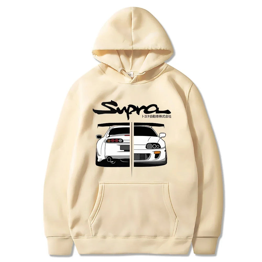 Initial D Supra Hoodies for Men and Women, Manga Print Loose Casual Sweatshirt, Long Sleeve, Japanese Style, Spring Autumn S-3Xl