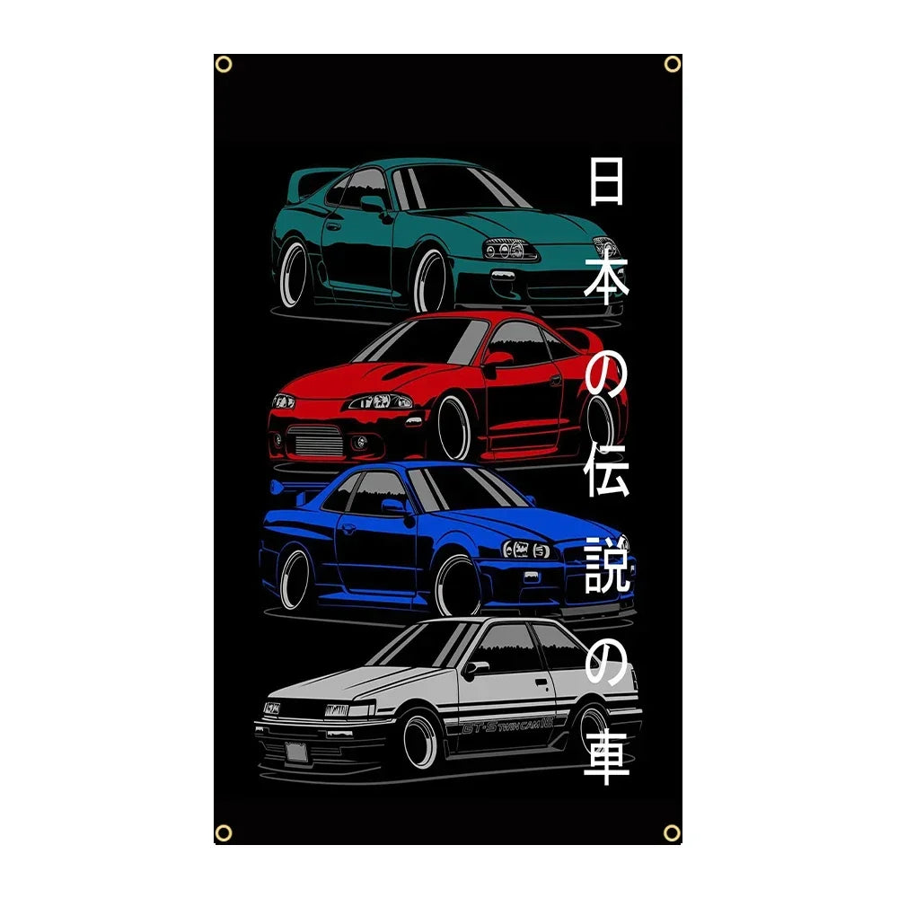 90 X150Cm 3X5Ft Initial D Flag Polyester Digital Printing JDM Car Banner for Decor