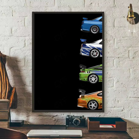 F-Fast and Furious Classic Vintage Vintage Poster HD Art Sticky Wall Waterproof Home Living Room Bedroom Bar Aesthetic Decoratio