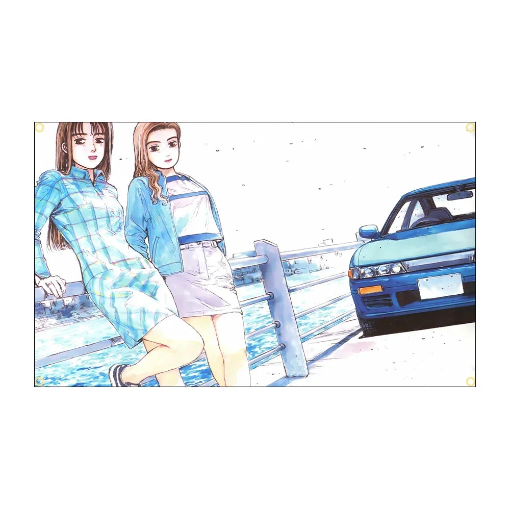 90 X150Cm 3X5Ft Initial D Flag Polyester Digital Printing JDM Car Banner for Decor