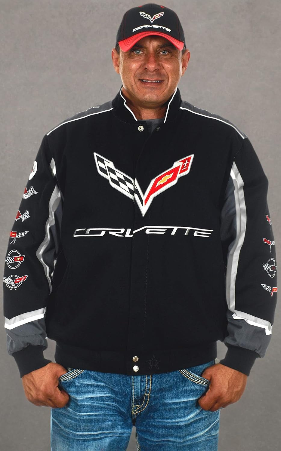 Men'S Chevy Corvette C7 Embroidered Cotton Twill Jacket