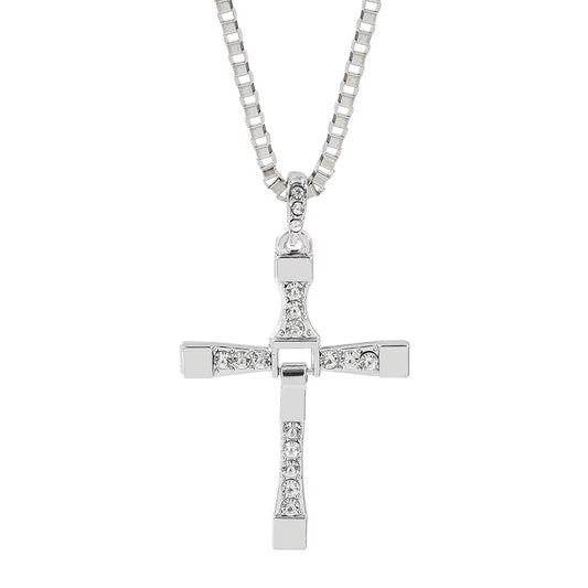 New Fast and Furious 10 Necklace Dominic Toretto Rhinestones Jesus Cross Pendant Necklace Collar Jewelry Decoration Accessories