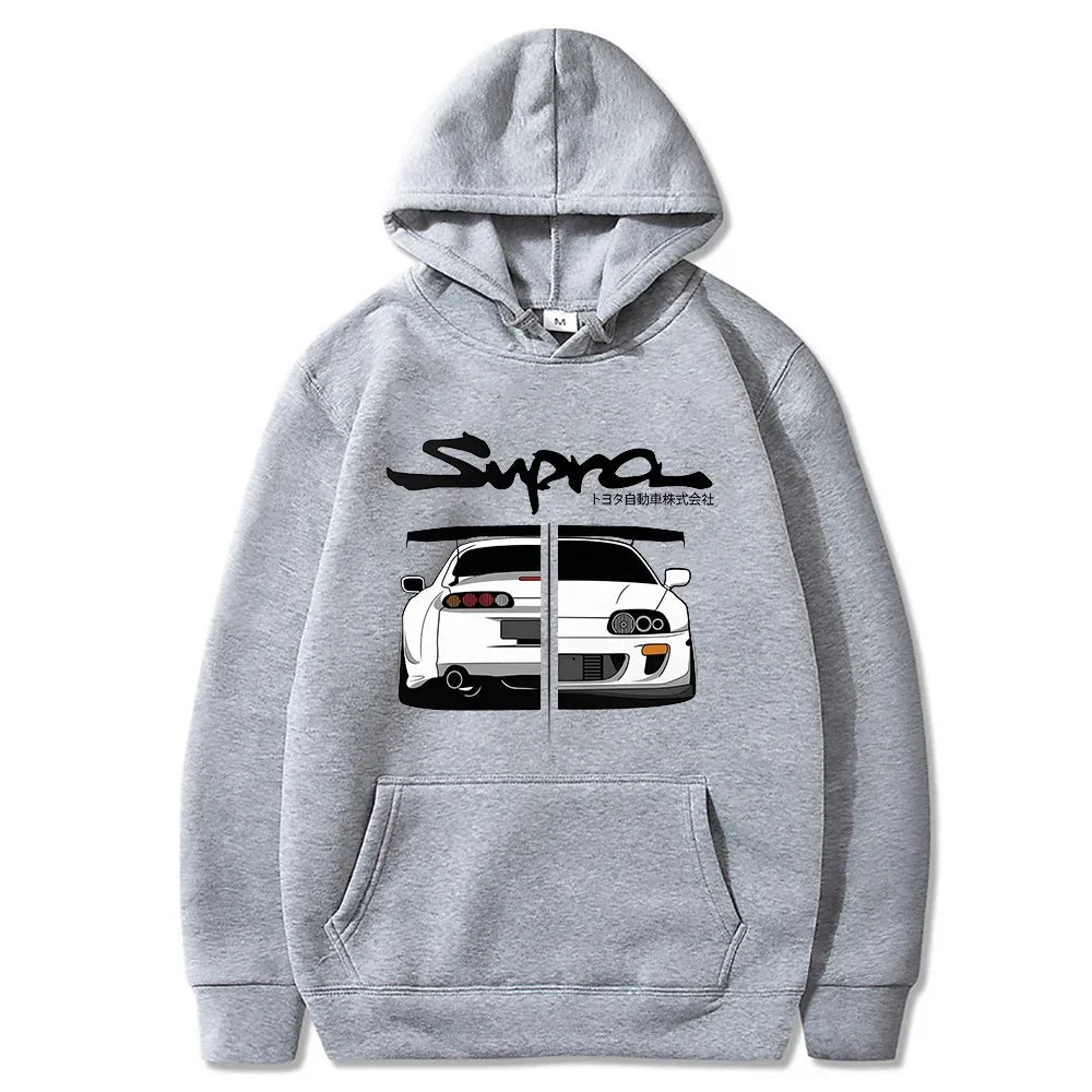 Initial D Supra Hoodies for Men and Women, Manga Print Loose Casual Sweatshirt, Long Sleeve, Japanese Style, Spring Autumn S-3Xl