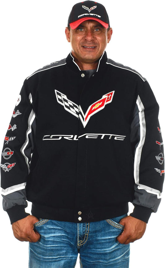 Men'S Chevy Corvette C7 Embroidered Cotton Twill Jacket