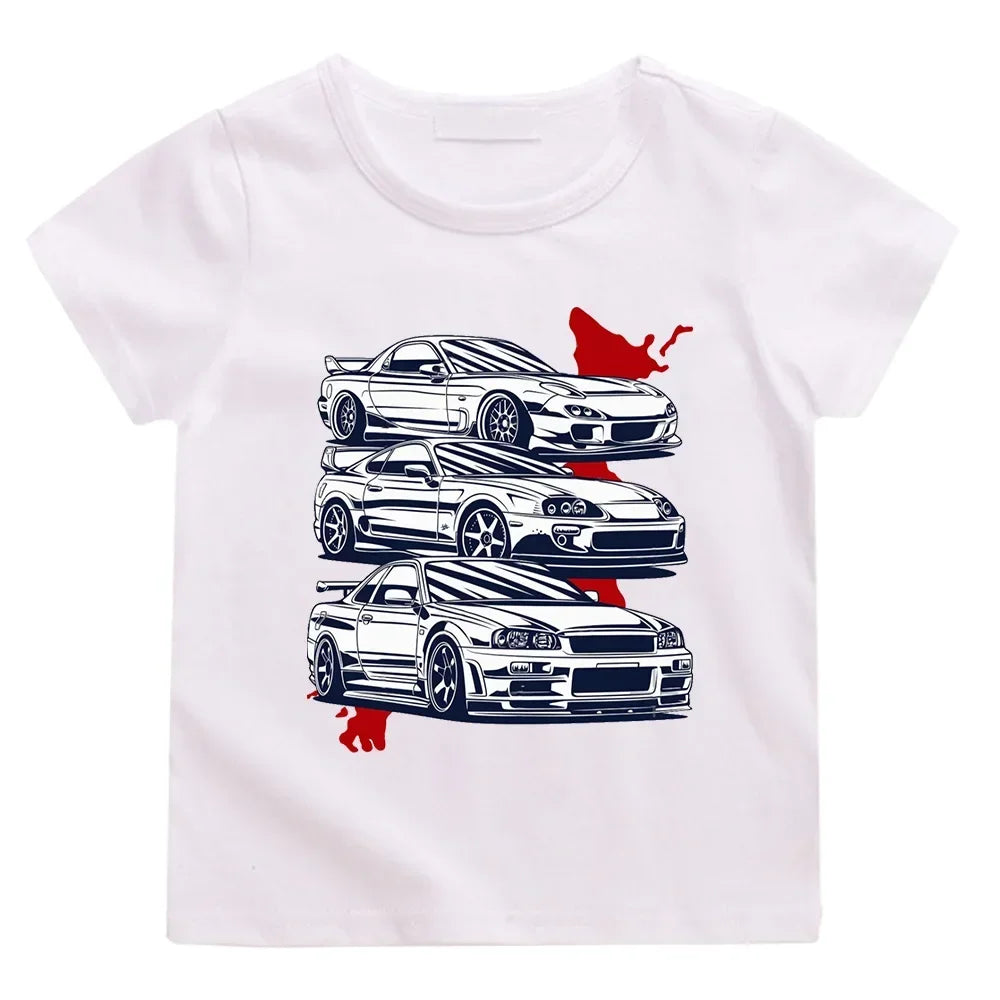 Cartoon Japan Anime Initial D Tshirt Kids Car Print Casual for Children Unisex Fashion T-Shirts for Girls Boys Graphic Tee