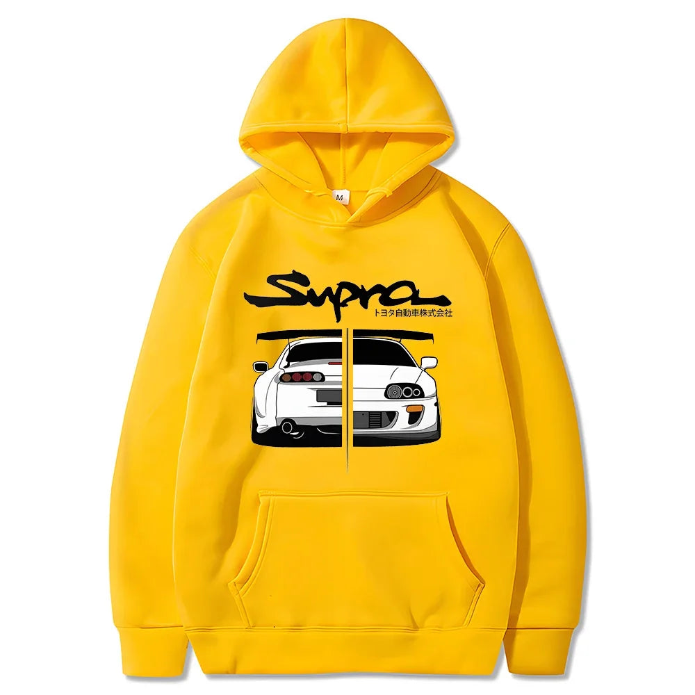 Initial D Supra Hoodies for Men and Women, Manga Print Loose Casual Sweatshirt, Long Sleeve, Japanese Style, Spring Autumn S-3Xl