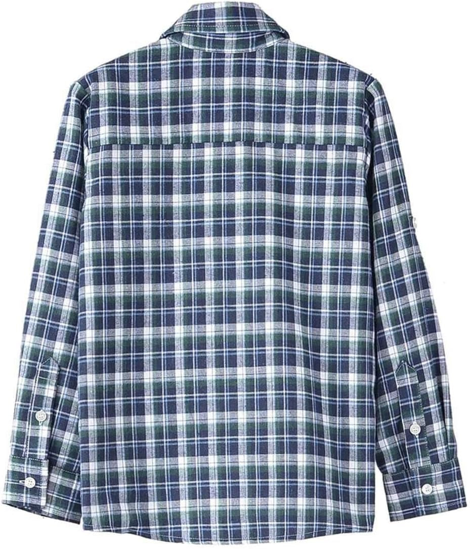 Boys Flannel Shirt for Son: Button down Long Sleeve Casual Plaid Shirts