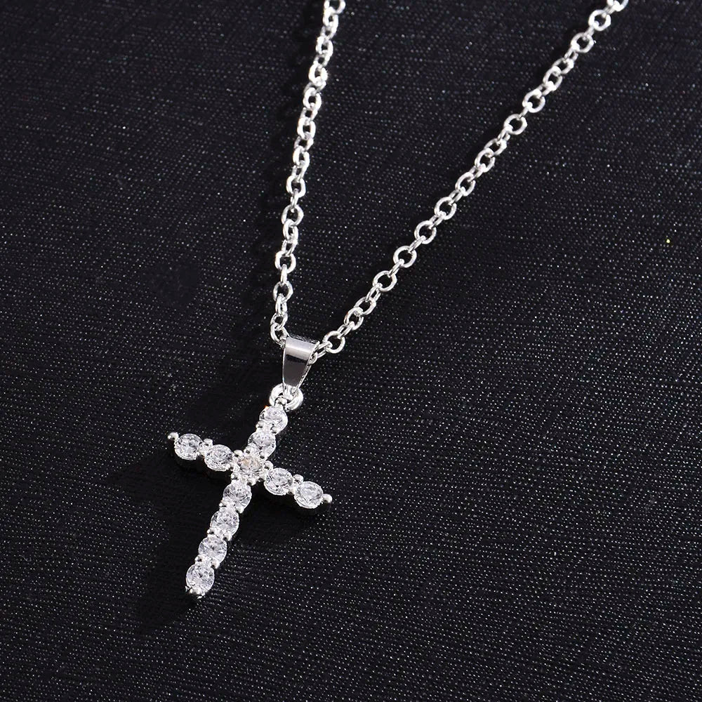 Fast and Furious Movies Actor Dominic Toretto Rhinestone Cross Crystal Pendant Chain Necklace Men Jewelry