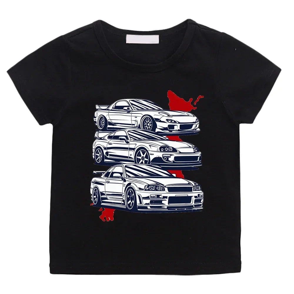 Cartoon Japan Anime Initial D Tshirt Kids Car Print Casual for Children Unisex Fashion T-Shirts for Girls Boys Graphic Tee