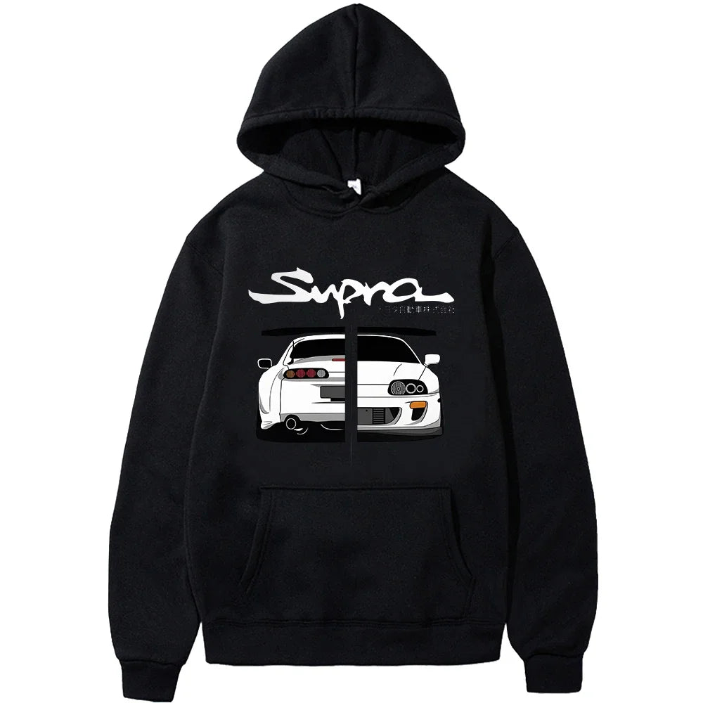 Initial D Supra Hoodies for Men and Women, Manga Print Loose Casual Sweatshirt, Long Sleeve, Japanese Style, Spring Autumn S-3Xl