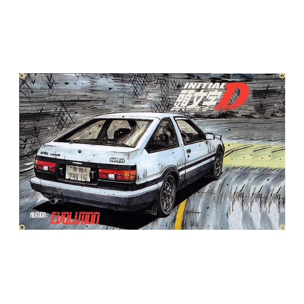 90 X150Cm 3X5Ft Initial D Flag Polyester Digital Printing JDM Car Banner for Decor