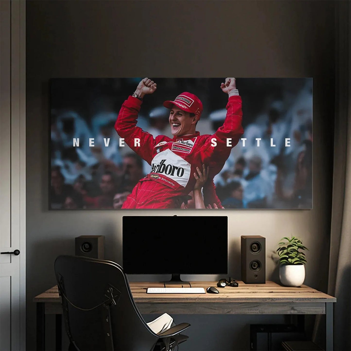 Michael Schumacher Canvas Wall Art Motivational Racing Print Ferrari Driver Quote Poster for Office Gym Home Decor Motorsport Gift