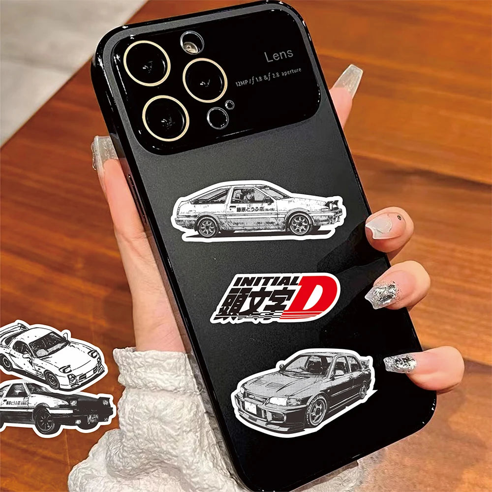 75Pcs Anime Initial D Graffiti Stickers Black White Decals DIY Skateboard Laptop Car Cool Waterproof Sticker Kids Classics Toys