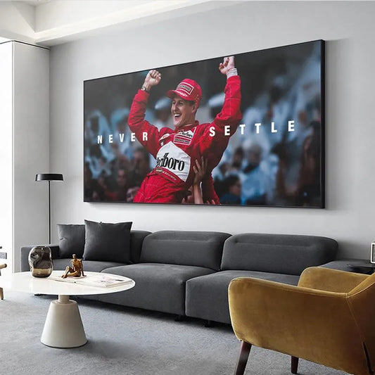 Michael Schumacher Canvas Wall Art Motivational Racing Print Ferrari Driver Quote Poster for Office Gym Home Decor Motorsport Gift
