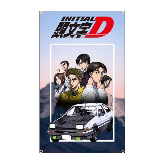 90 X150Cm 3X5Ft Initial D Flag Polyester Digital Printing JDM Car Banner for Decor